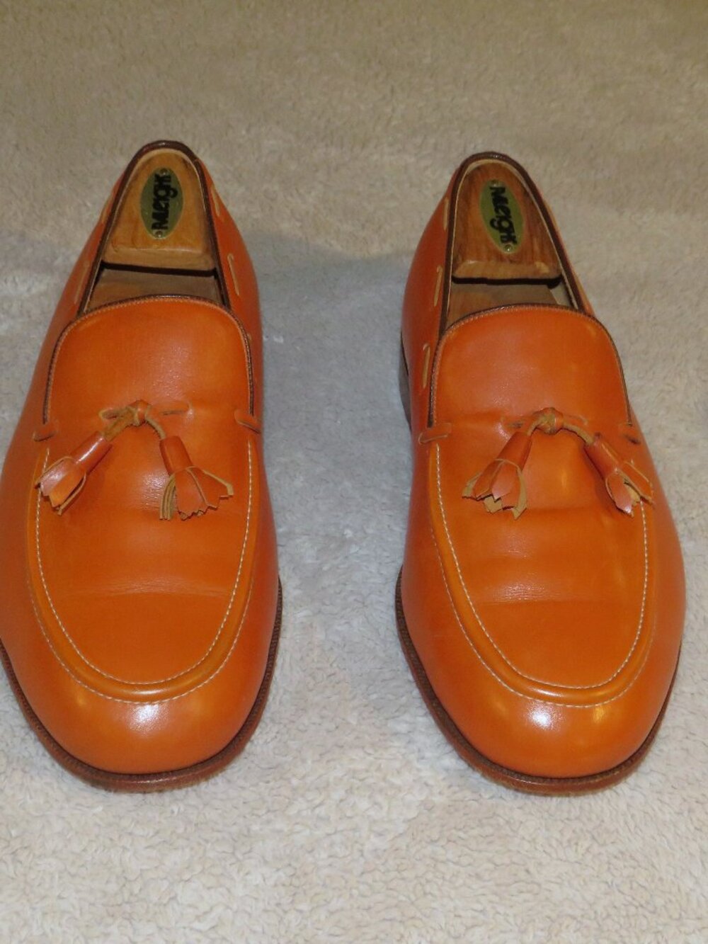 E. Vogel Bespoke Chestnut Calf Leather Tassel Kiltie Moccasian Loafers 11 EE